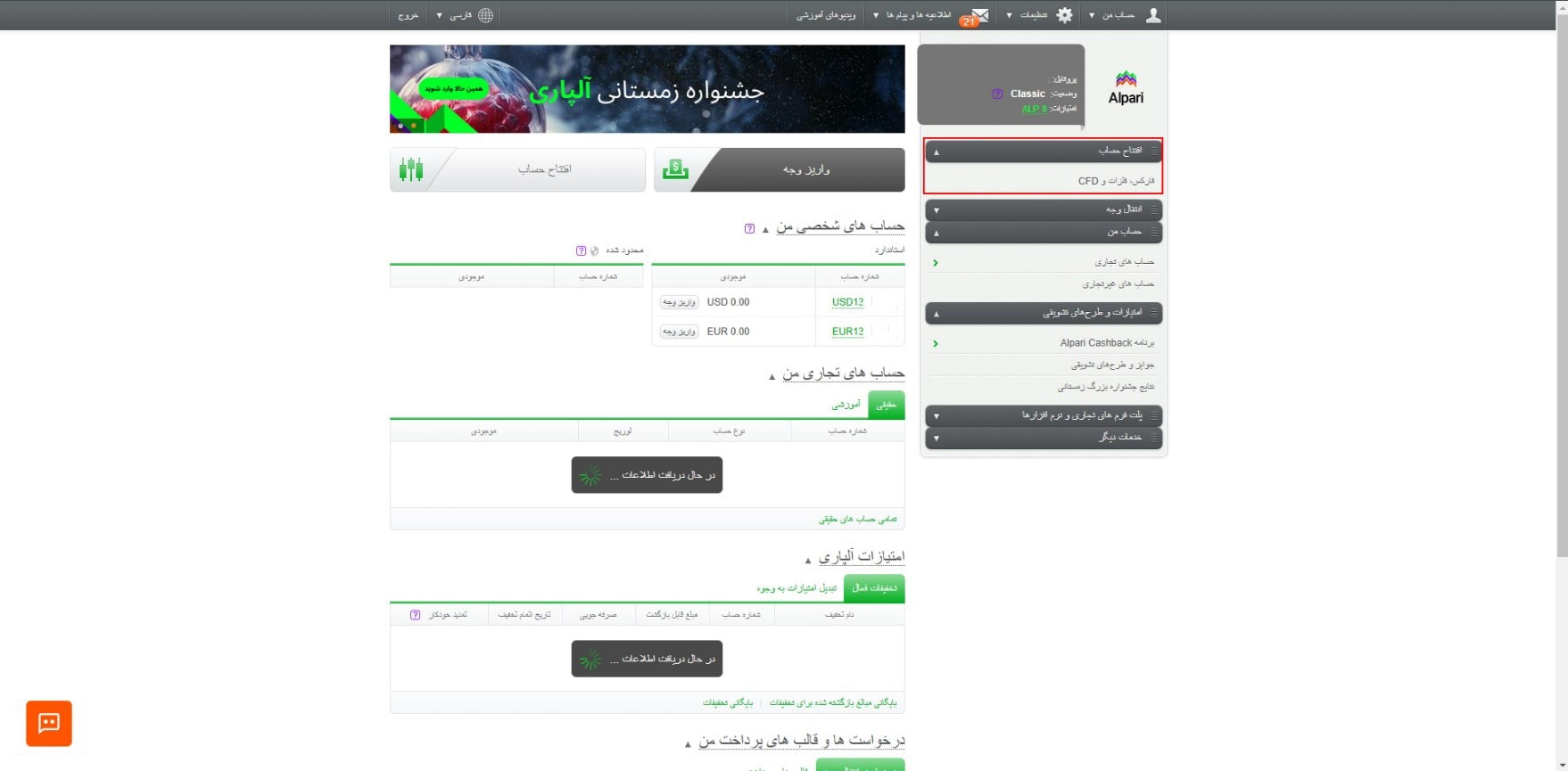 افتتاح حساب دمو در آلپاری