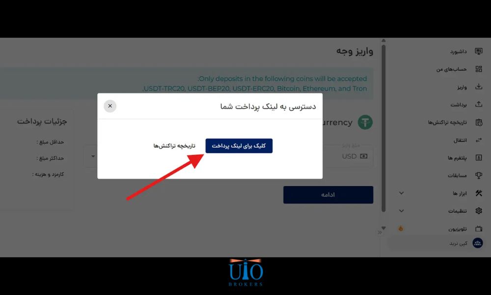 مرحله ۴: دریافت لینک پرداخت