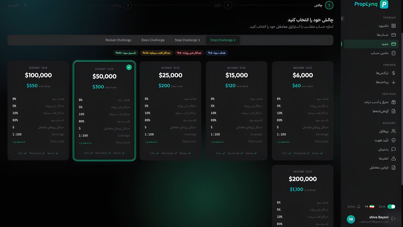آموزش خرید یک حساب نمونه در پراپ لینک