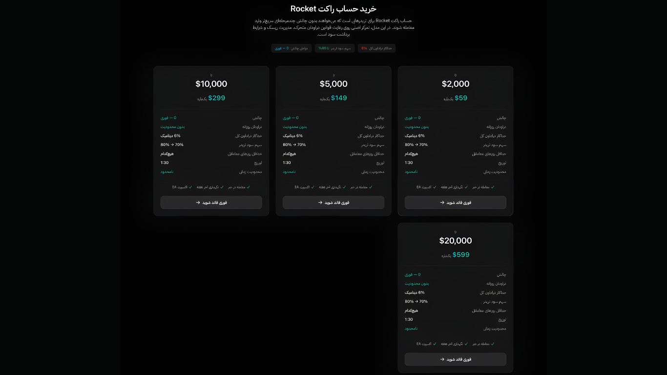 حساب راکت پراپ لینک (‎Rocket‎ فوری)